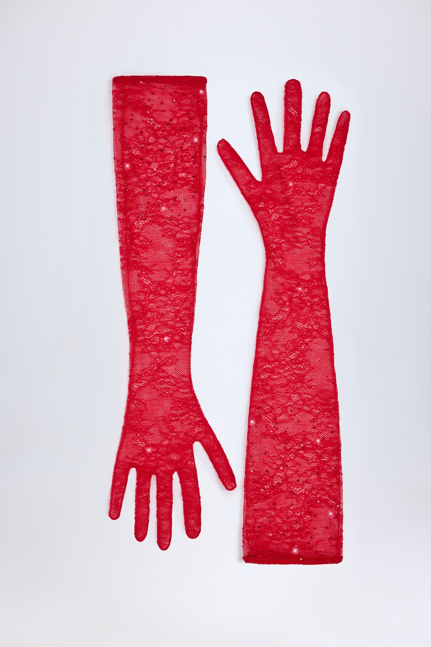 Lace Gloves in Fire Red view 3
